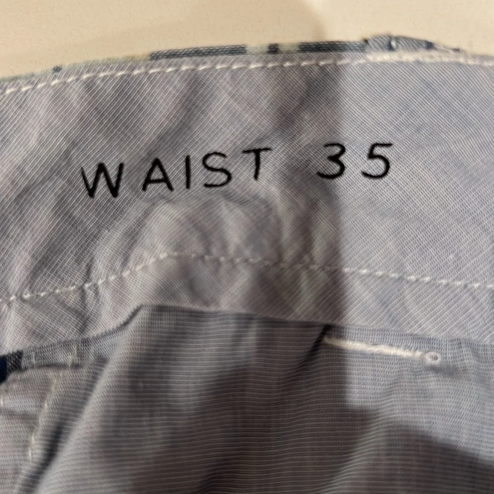 J. Crew Blue & White Plaid Flat Front Cotton Shorts Size 35 Casual Preppy